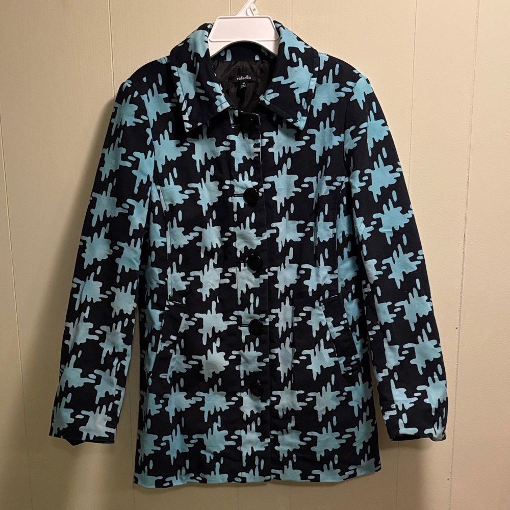 Rafaella Black and Light Blue Abstract Blazer